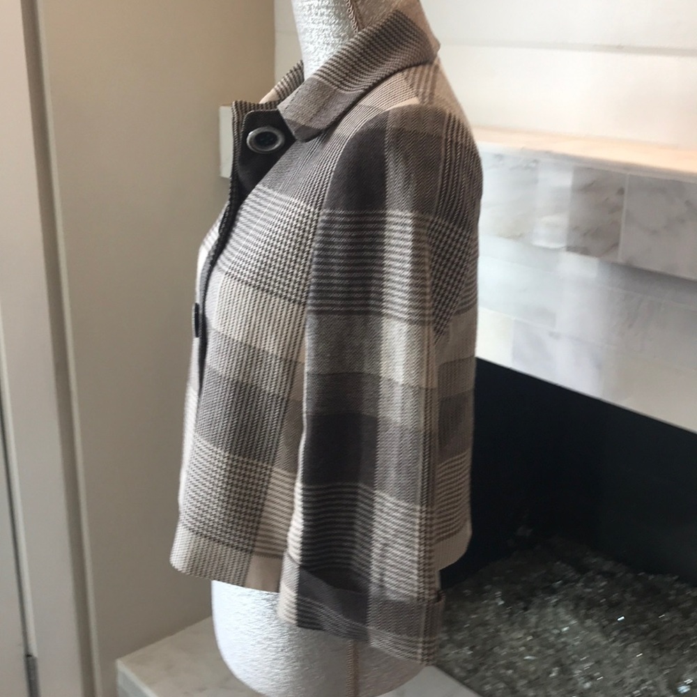 Tahari Brown Plaid Wool Blend Jacket 2P EUC - Picture 3 of 7